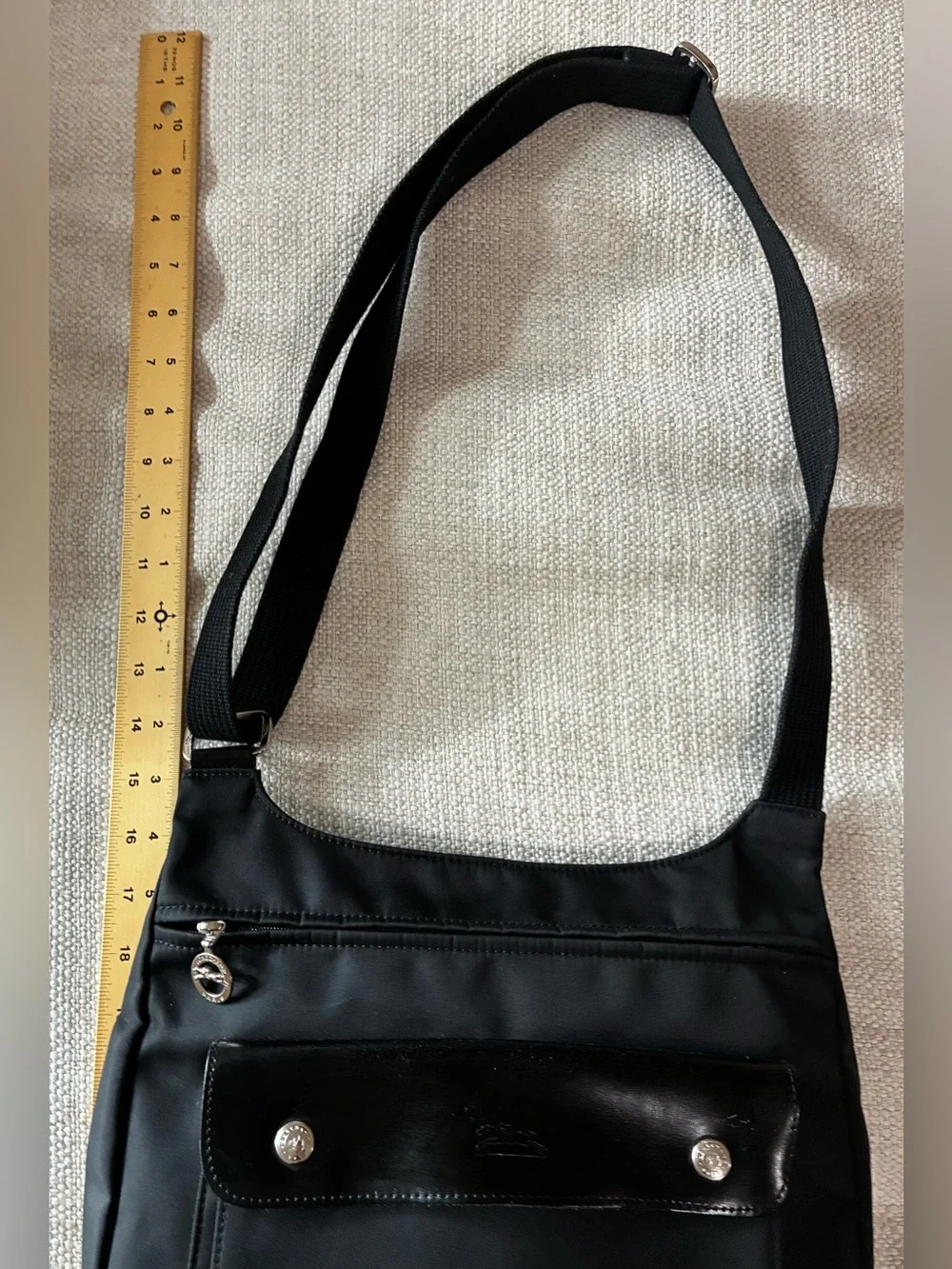 Longchamp Planetes black nylon and leather unisex crossbody & messenger bag